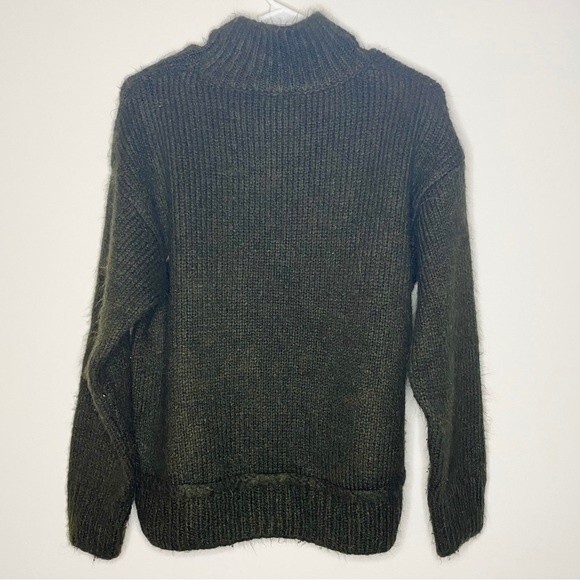 Topshop Green Turtleneck Sweater Chunky Ribbed Button Details Size 4-6 - Picture 3 of 8